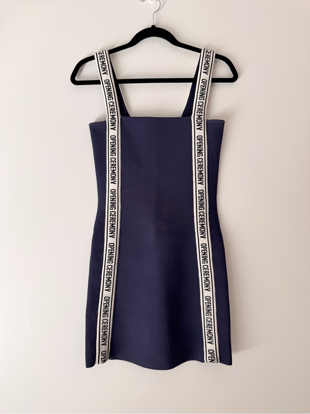 Opening Ceremony Navy Mini Dress with Branded White Straps